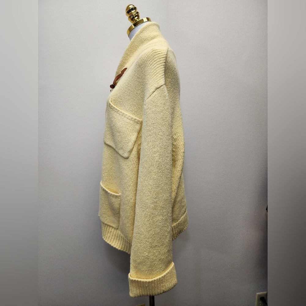 Callahan Shawl Collar Toggle Cardigan Yellow Chunky Knit Sweater Size 1X - Picture 2 of 13